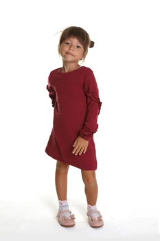 

Girl Claret Red Long Sleeve Dress