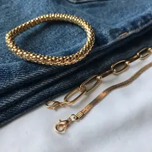 Uds.-Conjunto de pulsera de cadena gruesa grande de Metal pesado Punk para mujer, brazaletes de cadena giratoria de Metal Retro geométrico