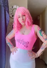 Msholy-peluca ondulada rosa con flequillo Bob corto, Pelo Rizado Bob, pelucas púrpuras sintéticas Rojas, rubias y verdes, Cosplay de alta temperatura