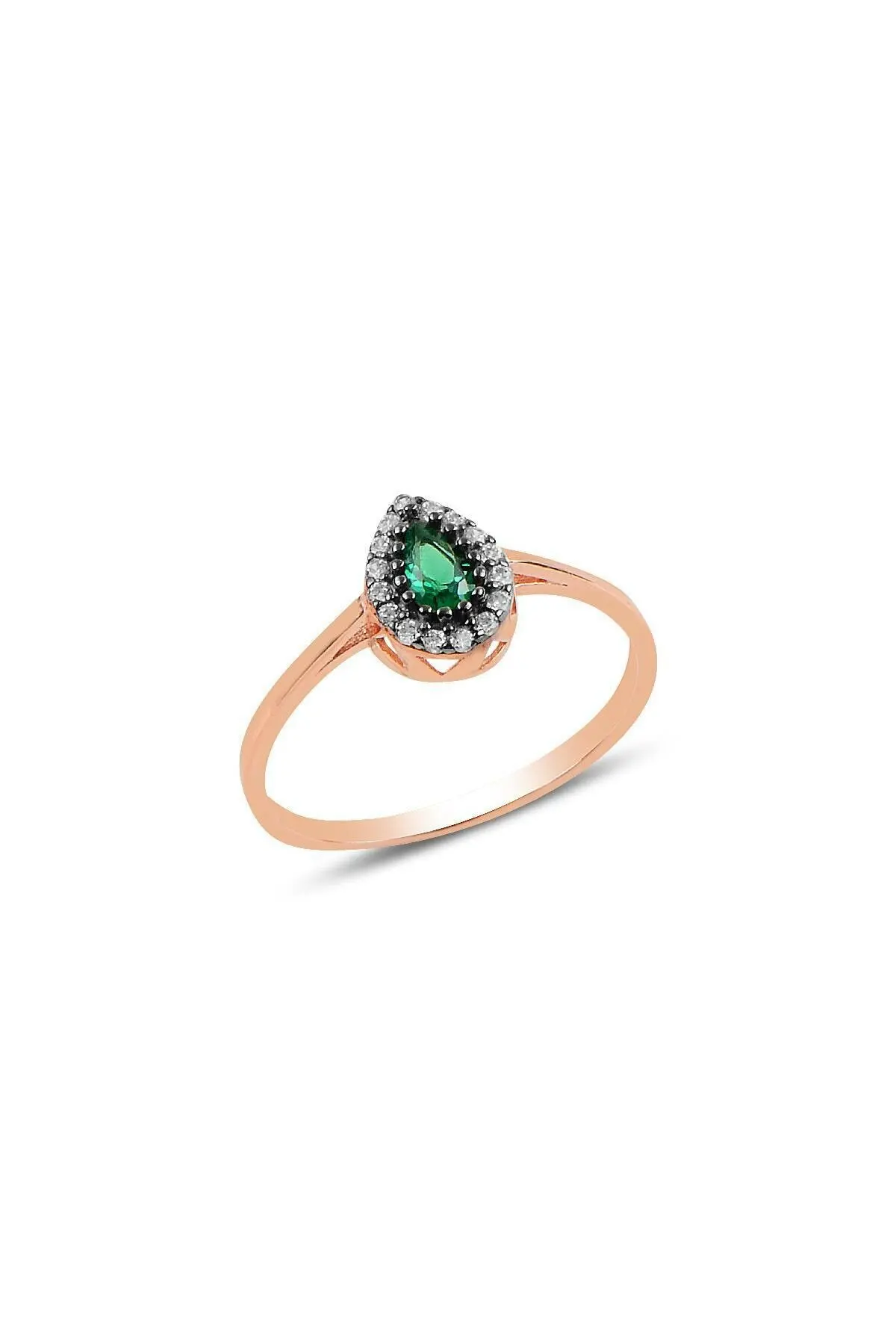 

Silver Diamond Mounted Root Emerald Stone Drop Ring
