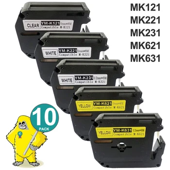 

10pcs MK231 MK 231 MK-231 label tape Compatible for Brother P-Touch PT-65 PT-70 PT-80 PT-100 PT-110 PT-55 Label Printer