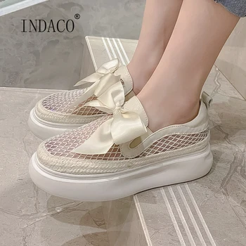 

Sneakers Women Fashion Black Beige Platform Leather Casual Shoes 5cm