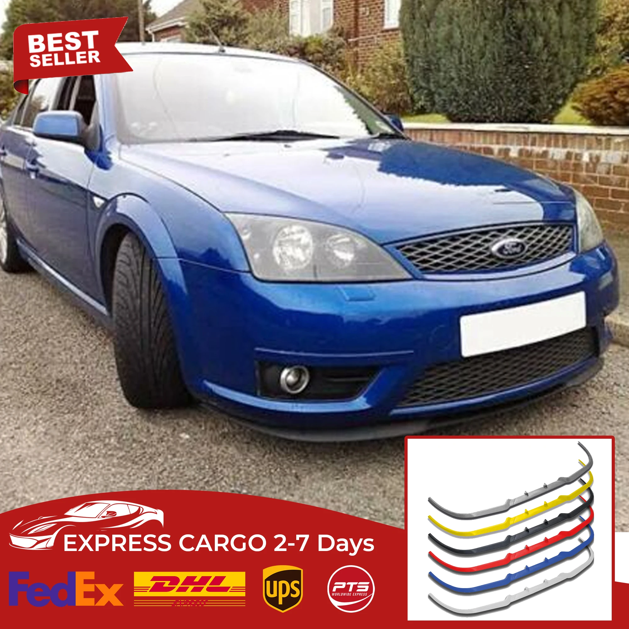 For Ford Focus MK1 ST OEM CUPRA R front Bright Black SPOILER FRONT BUMPER  Euro Spoiler lip Universal 3 PCs body kit