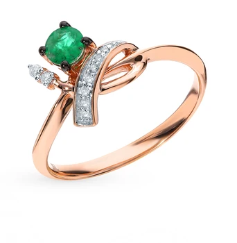 

Gold ring with emerald and diamonds sunlight sample 585