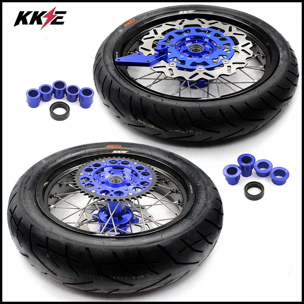 KKE 3 5/4 25 комплект шин Supermoto CST для Yamaha YZ125/250 2005-2021 YZ250F 2001-2020 YZ450F 2003-2020 синий ступичный