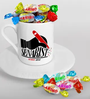 

Personalized Senarist Turkish coffee Cup and Haribo Candy Gift Seti-1