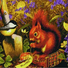 Алмазная мозаика GF 3800 Белочка и синичка 40*50