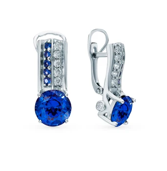 

Silver earrings with cubic zirconia and nanosaphires sunlight sample 925