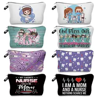 Heat Transfer Cartoon Dentist Nurse Print Cosmetic Bags New Fashion Women Designer Makeup Bag High Quality Organizer Pencil Case 1