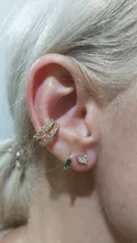 Pendiente de cristal para oreja para mujer, Color dorado, sin Piercing, pequeño, para boda, boda
