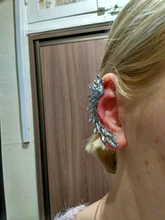 2021 nueva moda elegante Vintage Punk gótico para la oreja, de estrás de cristal brazalete de Clip de perno pendientes 1E321