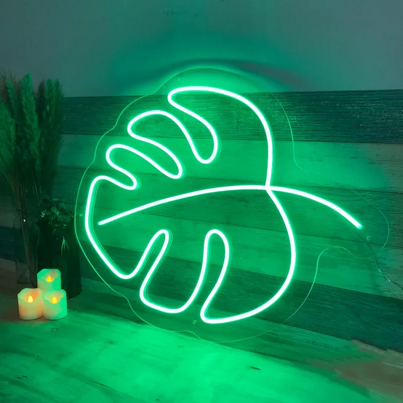 

Неоновая светодиодная вывеска Monstera в форме листа, индивидуальный неосветодиодный светодиодный знак для спальни, комнаты, дома, двора, бара вечерние, настенный декор, неоновые художественные украшения