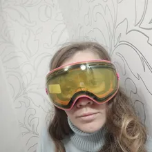 COPOZZ-Gafas de esquí con funda y lente amarilla, lentes de esquí esféricas antivaho, para esquiar, para hombre y mujer, gafas de nieve + lente + caja