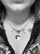 Cristal de vidrio Luna collar COLGANTE media luna bruja joyería de Luna simple collar joyería pagano mago regalo