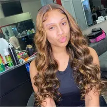 Ali Coco-mechones de pelo brasileño con degradado, extensiones de cabello humano Remy de color resaltado con cierre, P4/30