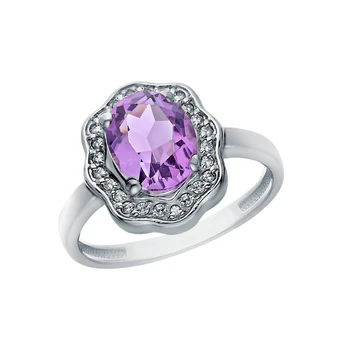 

Silver ring with amethyst and cubic zirconia sunlight sample 925
