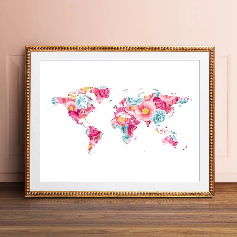 World Map Canvas Painting Wall Picture Home Decor