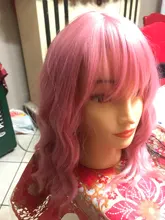 Msholy-peluca ondulada rosa con flequillo Bob corto, Pelo Rizado Bob, pelucas púrpuras sintéticas Rojas, rubias y verdes, Cosplay de alta temperatura
