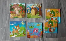 Gran oferta 20 rebanada de madera puzle juguete infantil bebé juguetes educativos de aprendizaje para niños animales de dibujos animados de vehículo, rompecabezas de madera, rompecabezas