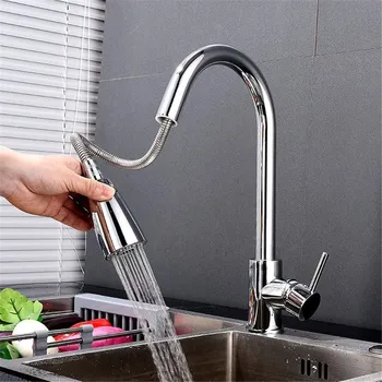 

ESY_52923 steel mixer with hand shower extendable sink faucets