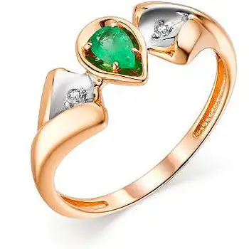 

Alcor ring drop with emerald and diamonds in red gold