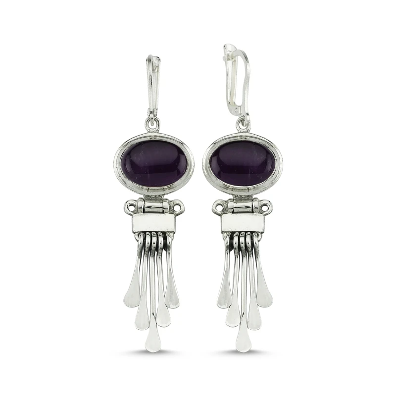 

Armagano Amethyst Cubic Zirconia Dangle Hand Handwork Earrings