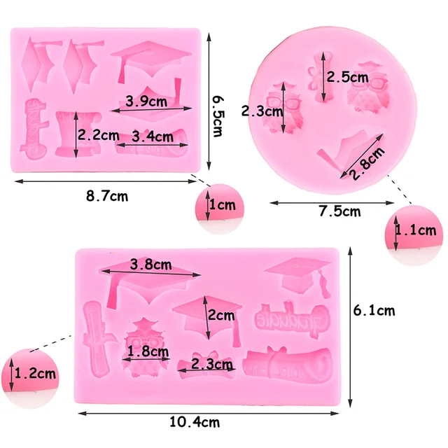 Érettségi Szilikon Formák Doktori Sapka Diploma Diplomás Fondant Penész Cupcake Topper Torta Dekoráció Szerszámok Cukorkás Csokoládé - Image 3