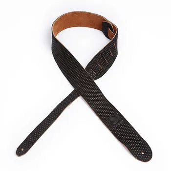 

20le03 debossed dots leather belt for guitar, black, Planet Waves