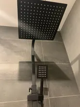 Uythner-Grifo de ducha efecto lluvia para pared, mezclador de agua para bañera, negro mate