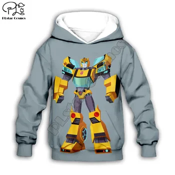 

Kids Children Clothes Bumblebee Print transformation 3D Hoodie baby boy Girl Pullover cartoon Long Sleeve Sweatshirt Outerwear-2