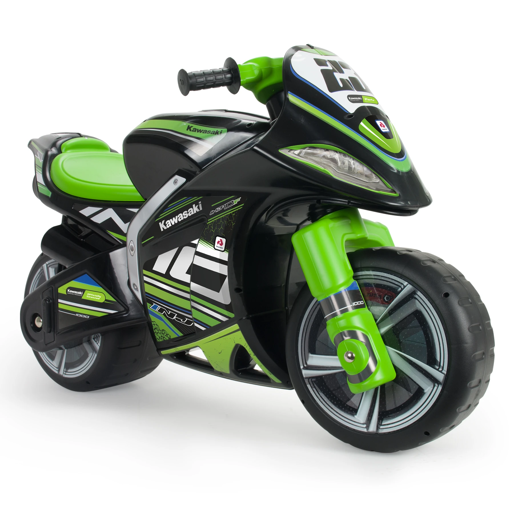 INJUSA Moto Ride on XL Winner Kawasaki Black with Wide Plastic Wheels and Carrying Handle Recommended + 3 Years|Kids' Bikes & Scooters| -