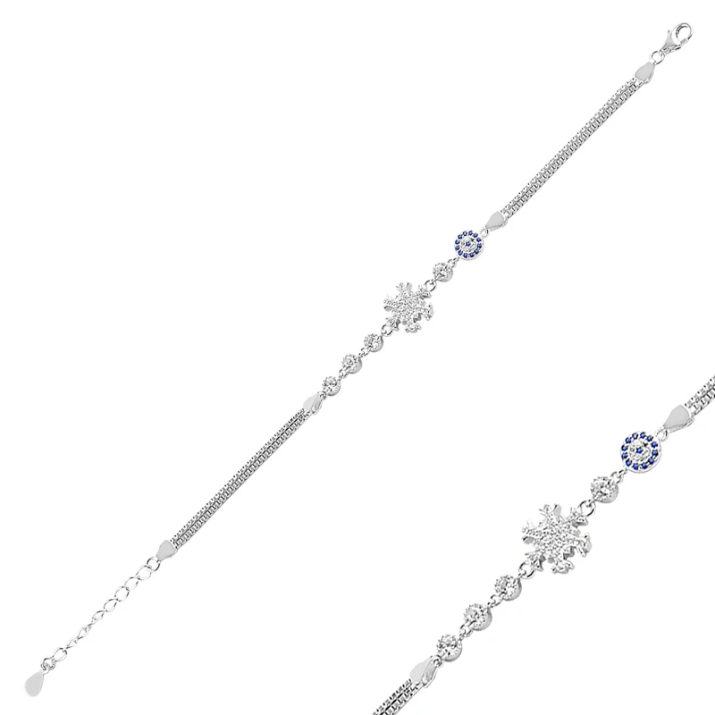 

Silver 925 Sterling Zircon Cubic Zirconia Snowflake Bracelet