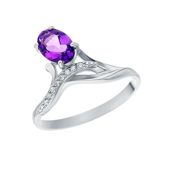 

Silver ring with amethyst and cubic zirconia sunlight sample 925