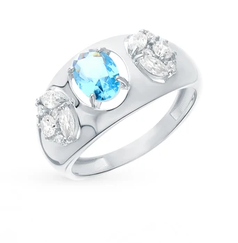 

Silver ring with crystals and cubic zirconia sunlight sample 925