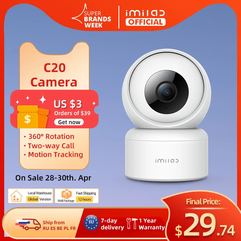 Buena Compra Imilab-cámara inteligente tipo Babyfoon C20 para el hogar, sistema de vigilancia de seguridad con WiFi, Monitor de bebé con detección de sonido y visión nocturna, 1080P 3BjBWVgnK