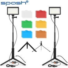 Spash led fotografia luz 2 conjuntos com tripé de vídeo luz painel usb 5600k câmera luz 6 cores cor filtro luz preenchimento