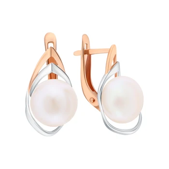 

Gold earrings with pearls cultured sunlight sample 585