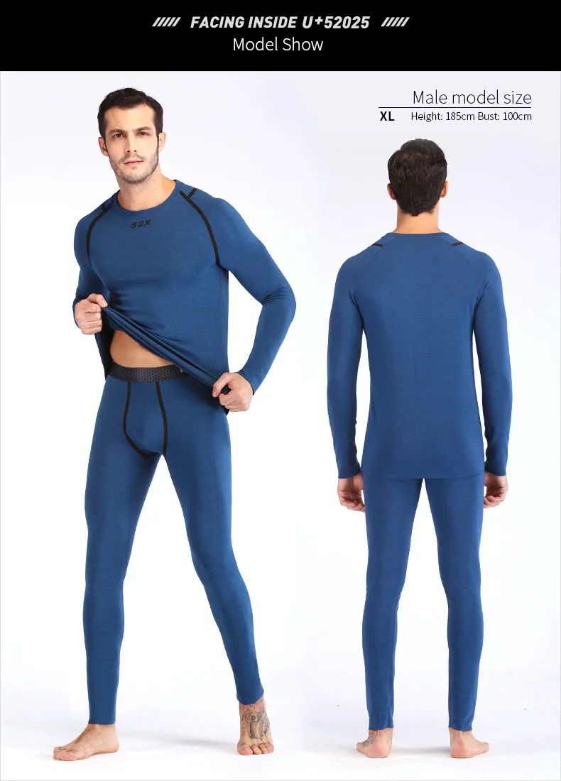 52025 Men Thermal Underwear Women Thermal Underwear Carbon Fiber Fleece-lined Soft Warm Seamless Skin-friendly Thermo Long Johns mens thermal underwear