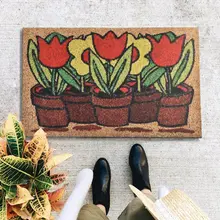 Дверной коврик-Дверной Коврик для помещений-Дверной матовый резиновый матовый-Дверной Коврик для помещений | тюльпаны 45X70 см