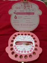 Caja de madera para dientes de bebé, organizador umbilical para los dientes de la leche en inglés/español/portugués, caja de recuerdo para niños y niñas