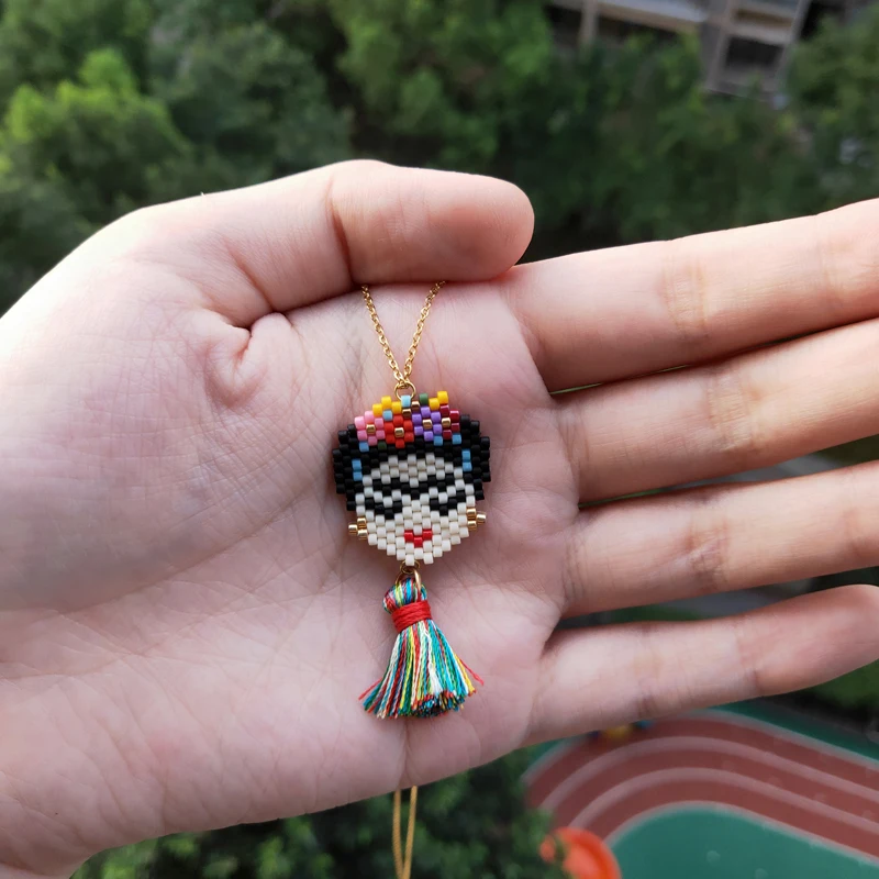 

FAIRYWOO Flower Lady Mexico Necklace Cute Jewelry Women Lovers Graduation Gifts Necklaces & Pendants Handmade Miyuki Bead Choker