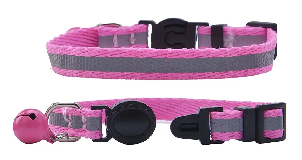 6 Pcs Safety Reflective Cat Collar Breakaway Buckle Cats Collar With Bell