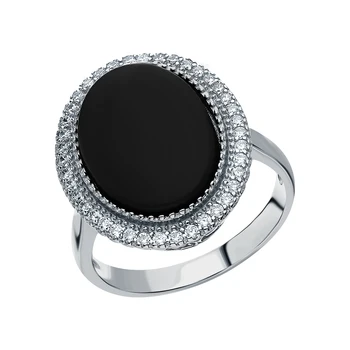 

Silver ring with ceramics and cubic zirconia sunlight sample 925