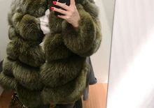 Coat Fox-Fur-Jacket Short Long-Sleeves Pink Java Women Genuine Warm Thick QC8066 Wihter