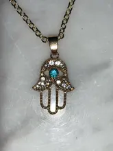 1PC turco de mal de ojo mano COLLAR COLGANTE Hamsa para mujer joyería de Color hueco clavícula cadenas de enlace