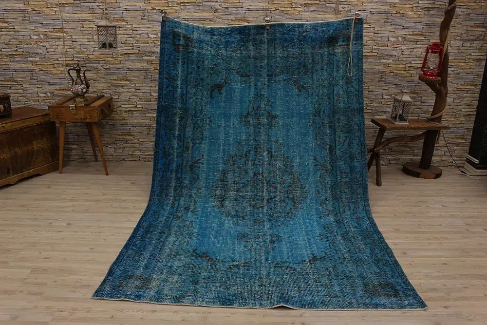 Турецкий синий ковер ручной работы, Турецкая антикварная мебель