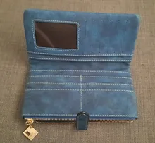 Billeteras de piel de nobuk con cordón para mujer, cartera con cremallera, diseño largo, doble pliegue, más Color, 2021