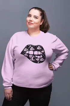 

Angemiel Wear Moon Pattern Lip Pink Women Sweatshirts