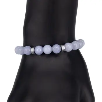 

Bbroshka 54661 stone bracelet (Gray, elastic, natural stone)