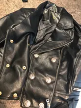 Designer Jacket Motorcycle Faux-Leather Womens Lion-Buttons High-Quality Newest